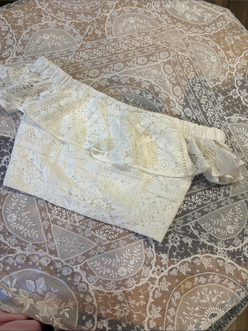 White Lace Ruffle crop top